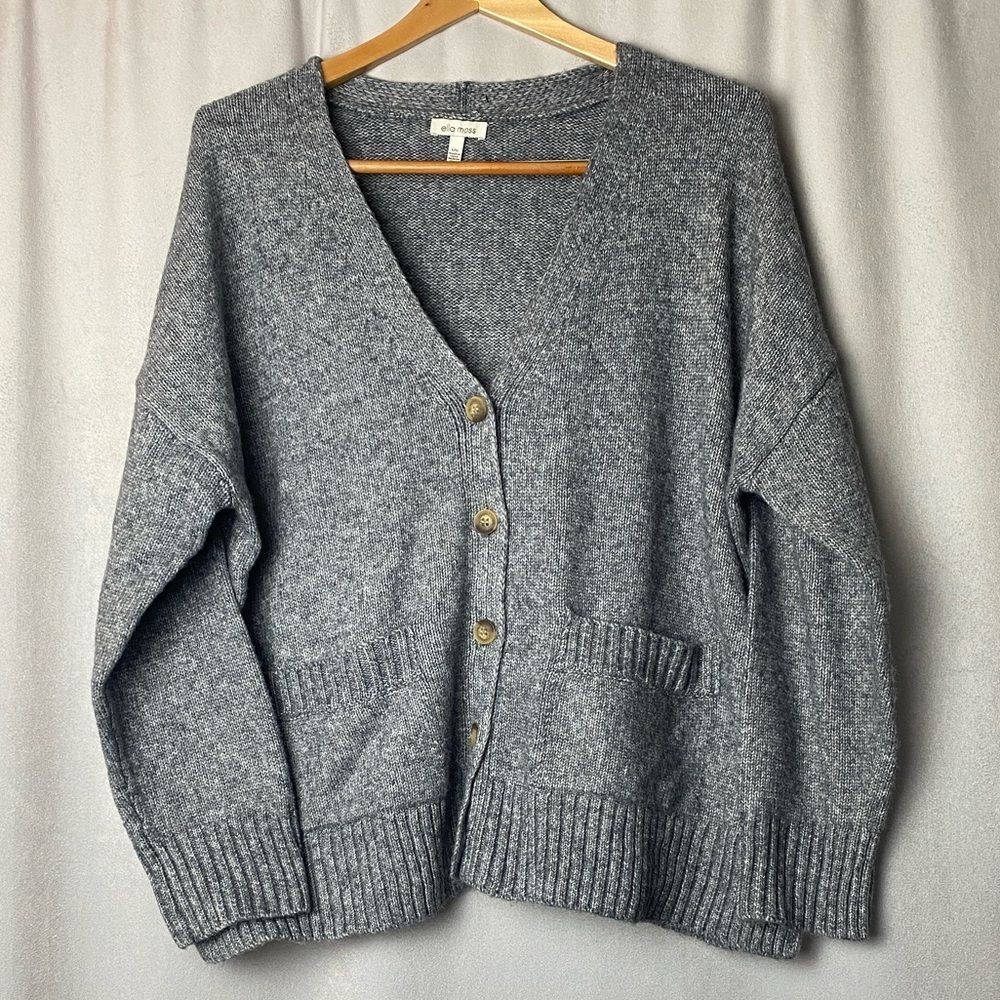 Ella Moss Boyfriend academia Cozy Sweater cottagecore gray  Women's Cardigan L